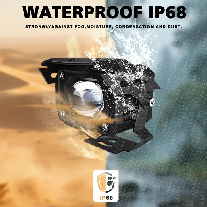 2 Pieces Motorcycle and dustproof Auxiliary Lights LED Driving Lights White & Yellow Color Offroad