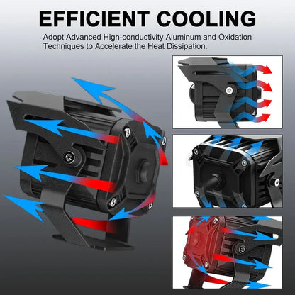 2 Pieces Motorcycle and dustproof Auxiliary Lights LED Driving Lights White & Yellow Color Offroad