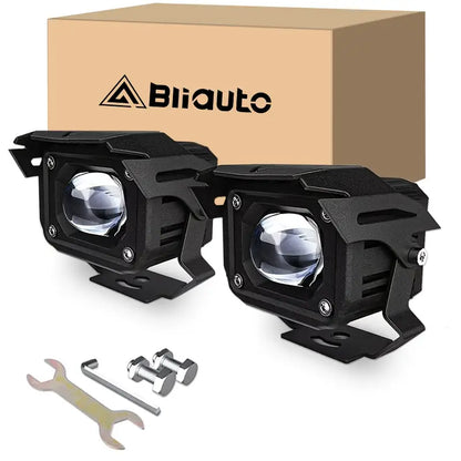 2 Pieces Motorcycle and dustproof Auxiliary Lights LED Driving Lights White & Yellow Color Offroad